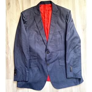 Suitsupply Reda Strip Dark Navy Blue Pure Wool Super 130’s Blazer Sz Men's 48R